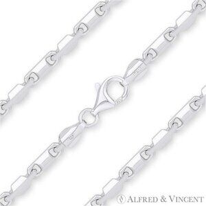 Heshe Link Bar Chain Bracelet in .925 Italy Sterling Silver - 8"